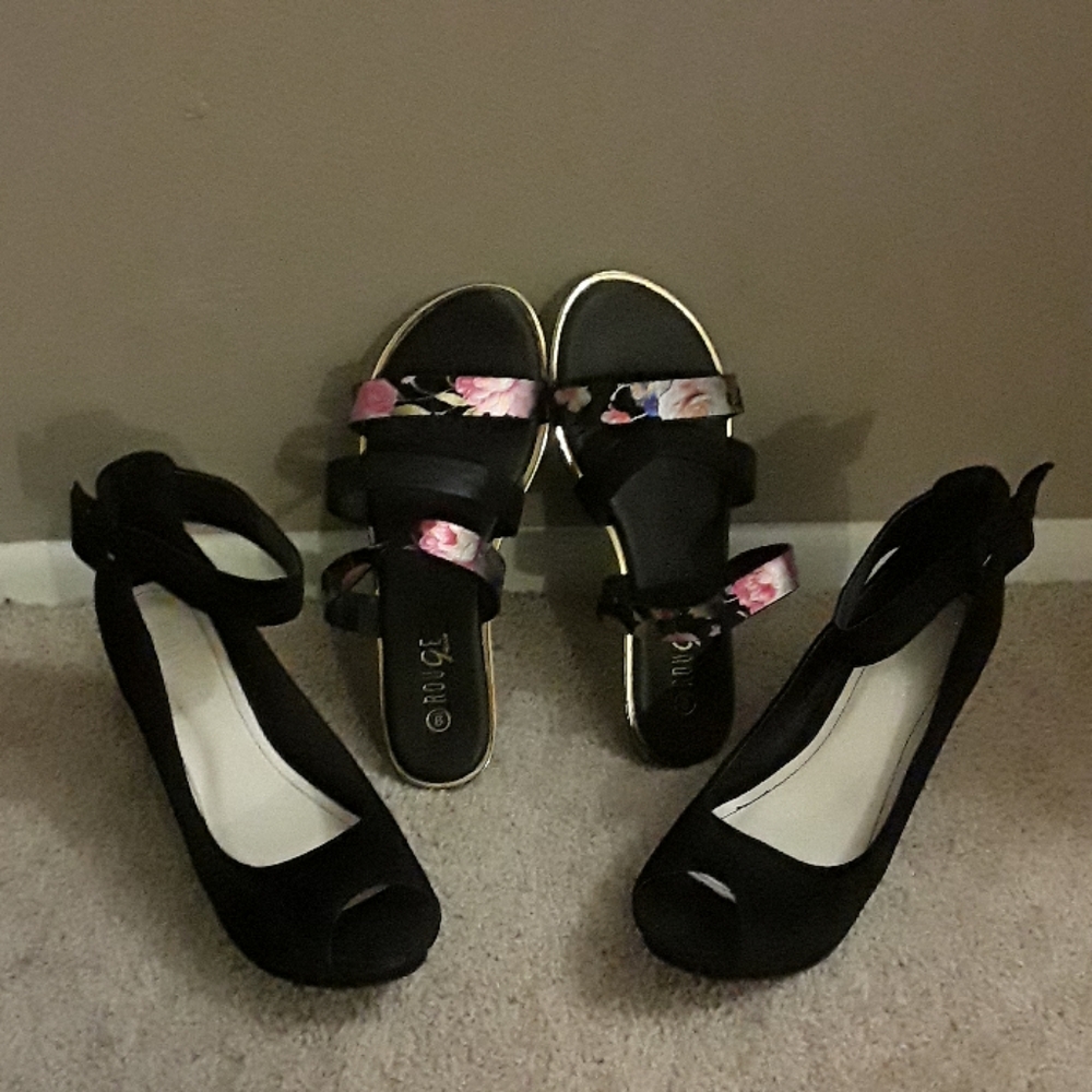 2pair Rouge Sandals Flat & Platform, EUC, Sz 9
